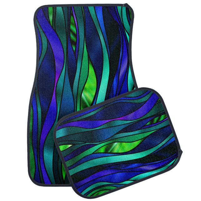 Psychedelic Stained Glass Abstract Car Mat (Set)