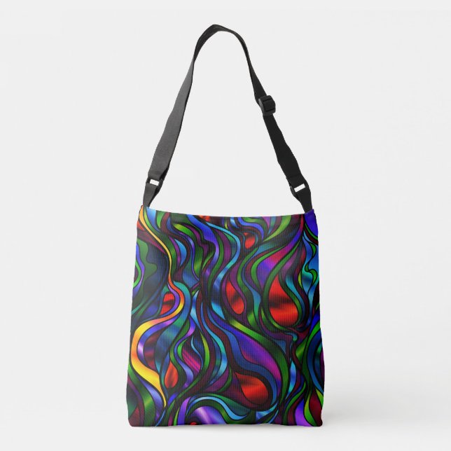 Psychedelic Stained Glass Abstract Crossbody Bag (Back)