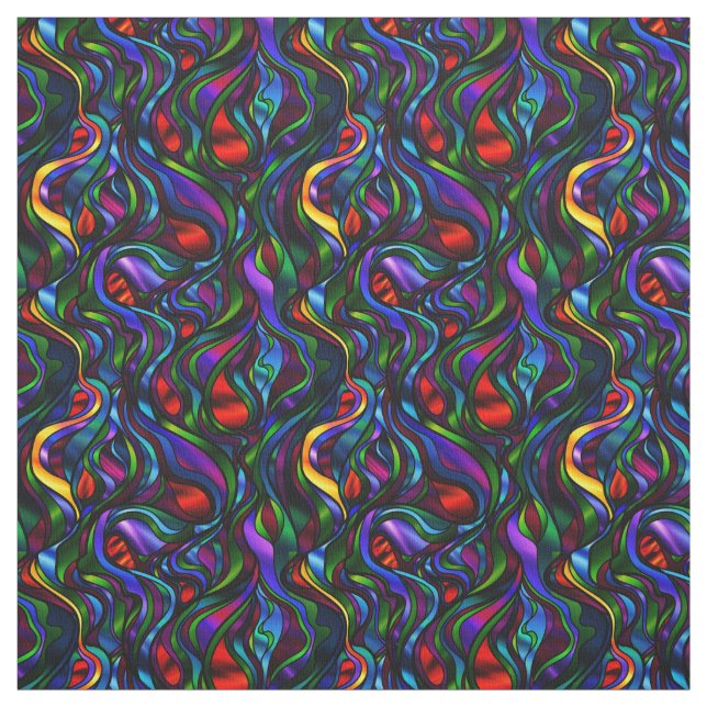 Psychedelic Stained Glass Abstract Fabric (Swatch)