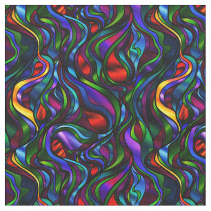 Psychedelic Stained Glass Abstract Fabric
