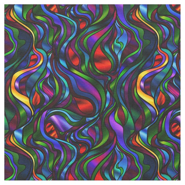 Psychedelic Stained Glass Abstract Fabric (Close Up)