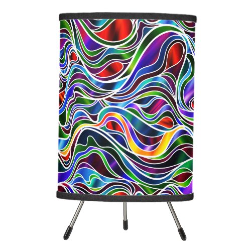 Psychedelic Stained Glass Abstract Tripod Lamp