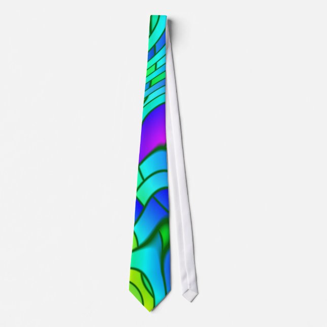 Psychedelic Stained Glass Pattern Neck Tie (Front)