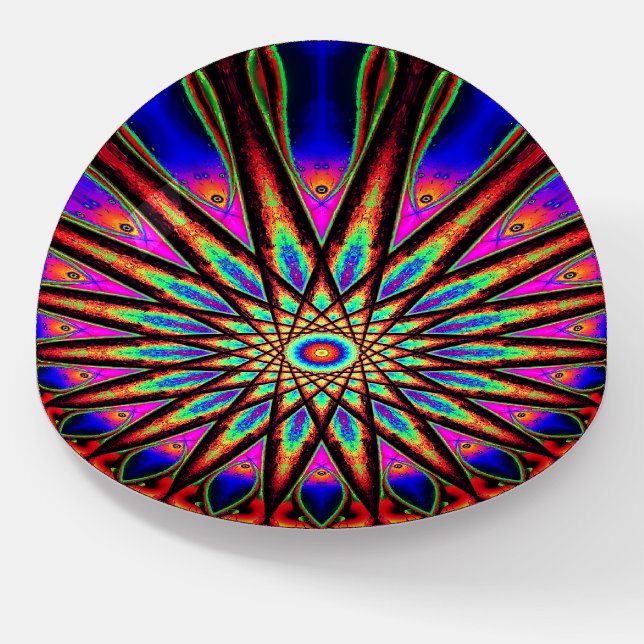 Psychedelic Star | Colorful Mandala Paperweight (Angled)