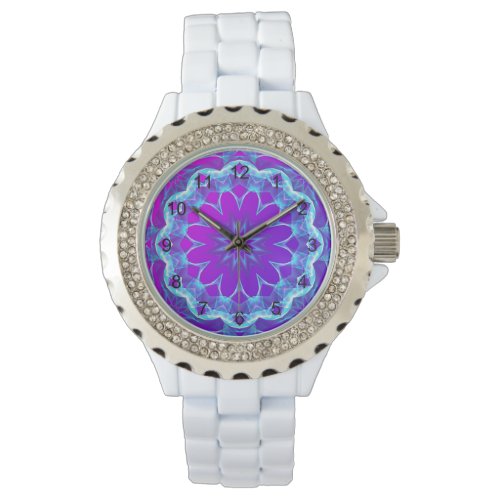 Psychedelic Stars, Abstract Violet Purple Glow Watch