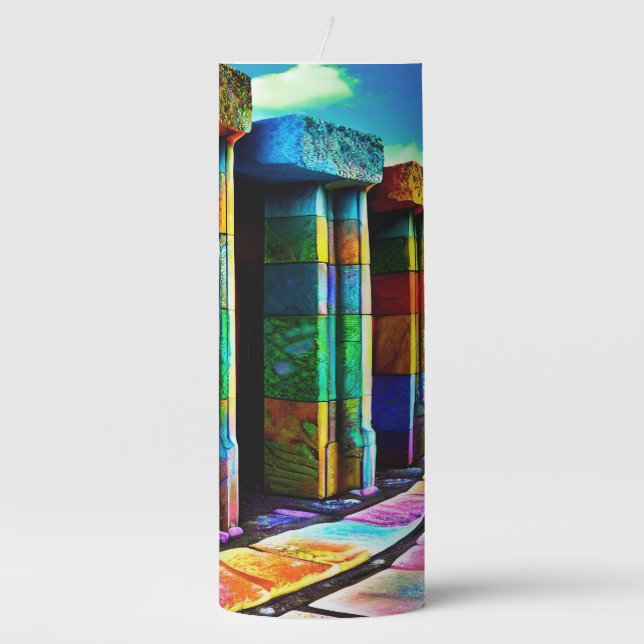 Psychedelic Stones Pillar Candle (Front)
