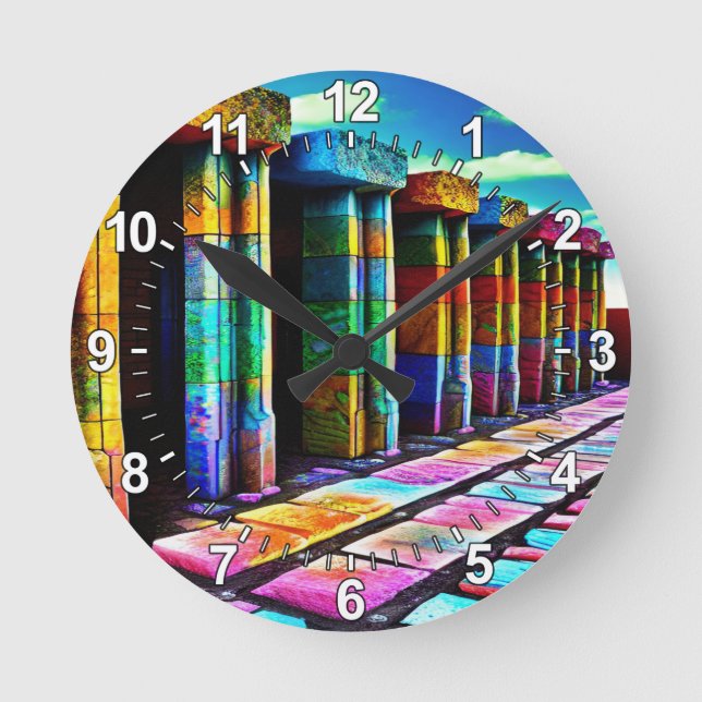 Psychedelic Stones Round Clock (Front)