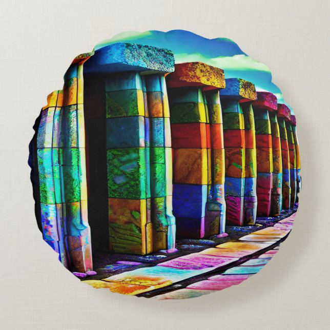 Psychedelic Stones Round Pillow (Front)