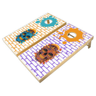 Psychedelic Street Skull Cornhole set