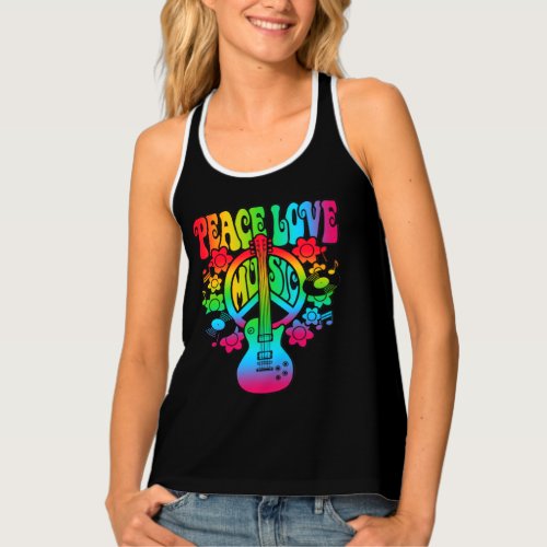 Psychedelic Strings Peace Love  Music Tank Top