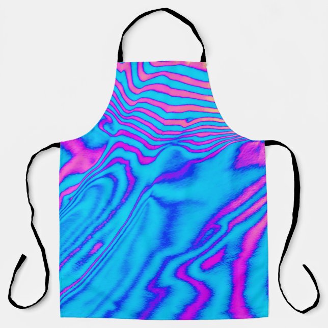 Psychedelic Striped Zebra: Neon Fluorescent Backgr Apron (Front)