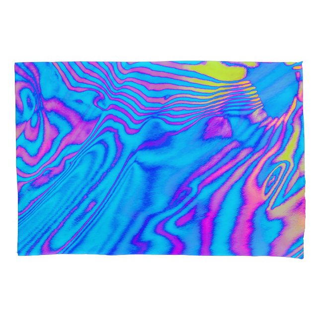 Psychedelic Striped Zebra: Neon Fluorescent Backgr Pillow Case (Front)