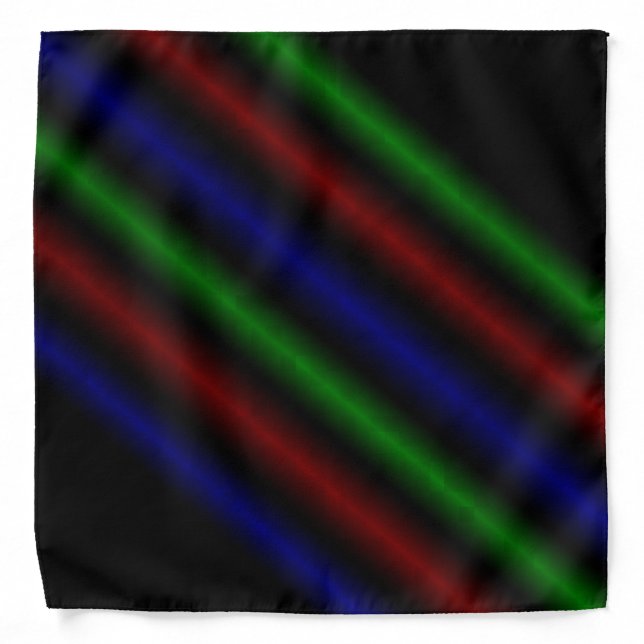 Psychedelic Stripes In Red Blue Green, Bandana (Front)