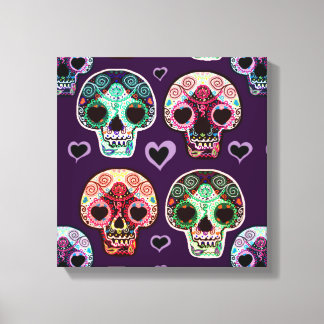 Psychedelic Sugar Art Skulls Canvas Print