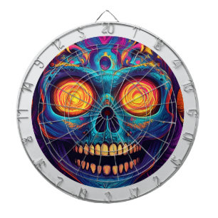 Psychedelic Sugar Skull Art - Day of the Dead Dart Board