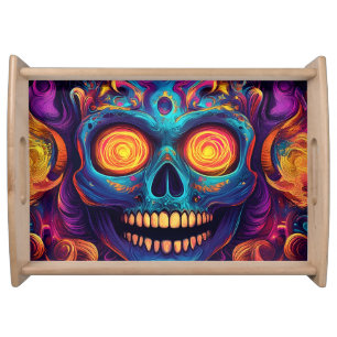 Psychedelic Sugar Skull Art - Day of the Dead Serving Tray