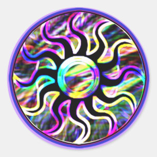 Psychedelic Sun and Moon Stickers