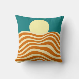 Psychedelic Sun and Rippling Waves2 Throw Pillow