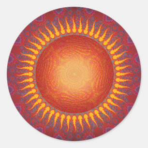 Psychedelic Sun: Spiral Fractal Design Classic Round Sticker