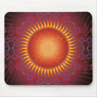 Psychedelic Sun: Spiral Fractal Design: Mousepad