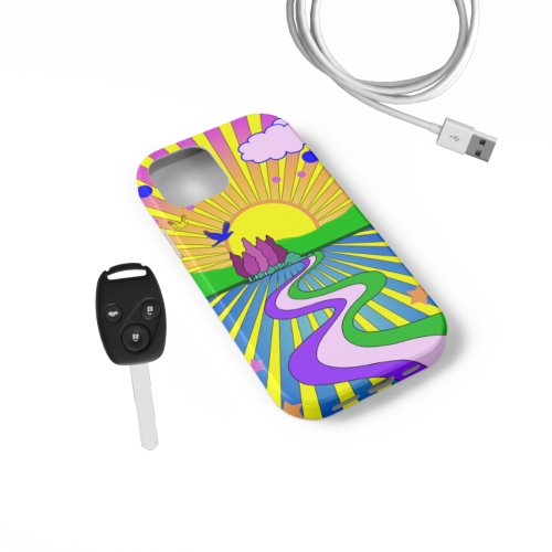 Psychedelic Sunburst Kaleidoscope Summer of Love iPhone 13 Case