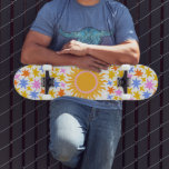 Psychedelic Sunburst Stars Skateboard<br><div class="desc">Psychedelic vibe skateboard with gold sunburst and colorful stars. A vibrant lush pattern.</div>