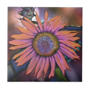 Psychedelic Sunflower Ceramic Tile