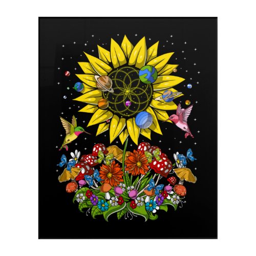 Psychedelic Sunflower Forest Acrylic Print