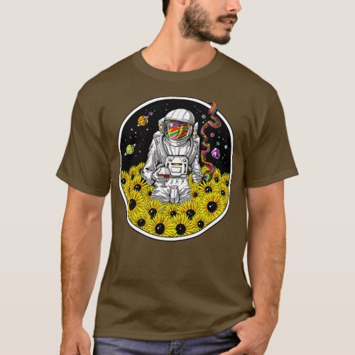 Psychedelic Sunflowers Astronaut T_Shirt