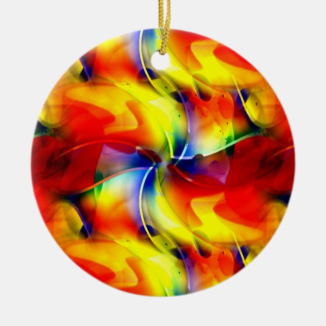 Psychedelic Sunrise Ceramic Ornament (Front)