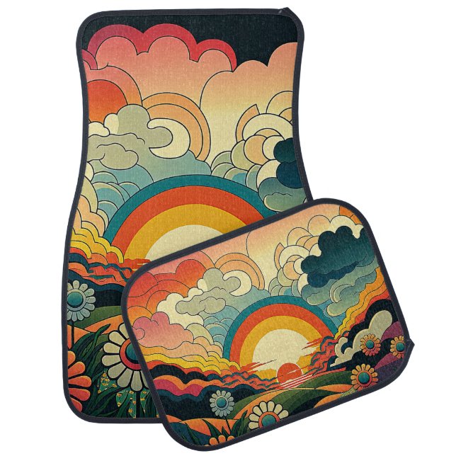 Psychedelic Sunrise Set of Car Mats (Set)