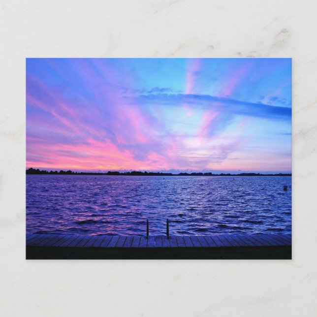 Psychedelic sunset with groovy colors postcard (Front)