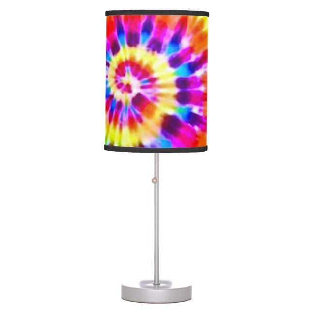 Psychedelic Super Nova Storm Tie Dye Pattern Table Lamp (Front)
