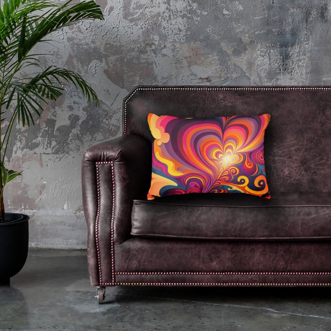 Psychedelic Surreal Swirl Heart Pattern Accent Pillow (Creator Uploaded)