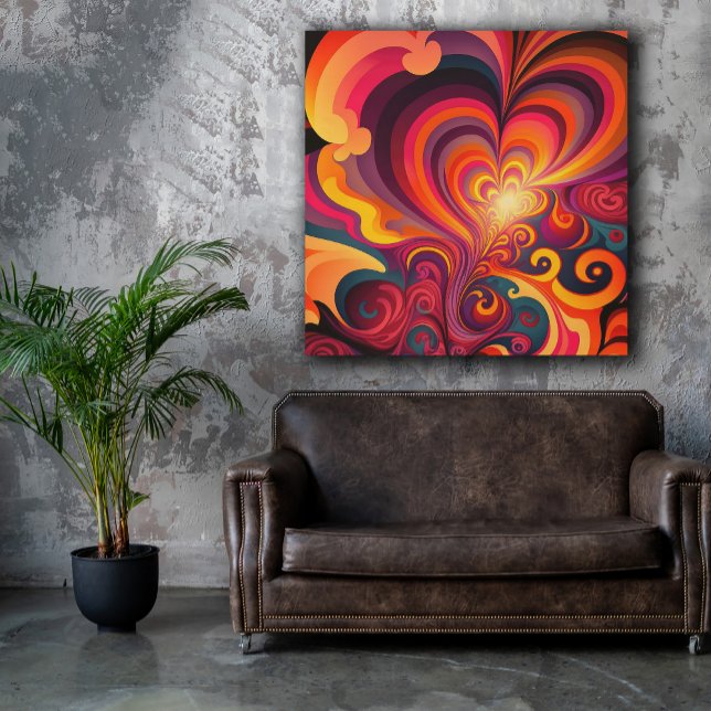 Psychedelic Surreal Swirl Heart Pattern Wood Wall Art (Creator Uploaded)
