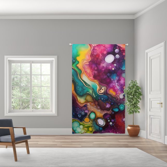Psychedelic Surreal Watercolor Pattern Blackout Curtains (Wide)