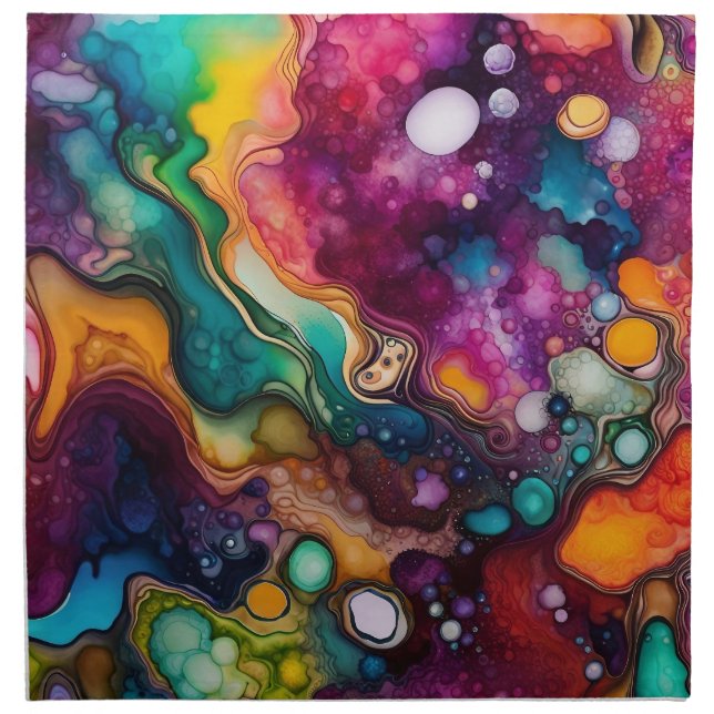 Psychedelic Surreal Watercolor Pattern Cloth Napkin (Front)