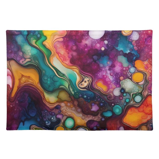 Psychedelic Surreal Watercolor Pattern Cloth Placemat (Front)