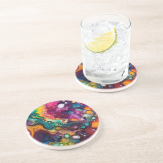 Psychedelic Surreal Watercolor Pattern Coaster