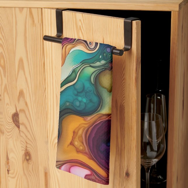 Psychedelic Surreal Watercolor Pattern Kitchen Towel (Thirds Fold)