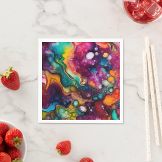 Psychedelic Surreal Watercolor Pattern Napkins