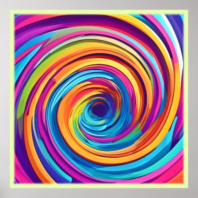Psychedelic Swirl of Rainbow Hues Poster (Front)