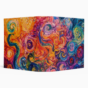Psychedelic Swirls Oil Painting 3 Ring Binder