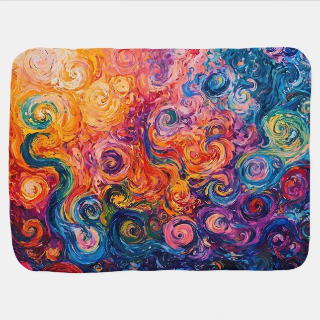Psychedelic Swirls Oil Painting Baby Blanket (Horizontal)