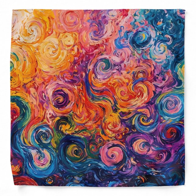 Psychedelic Swirls Oil Painting Bandana (Front)