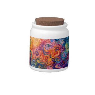 Psychedelic Swirls Oil Painting Candy Jar