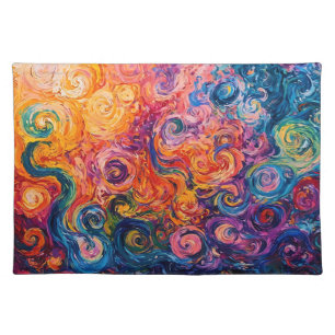 Psychedelic Swirls Oil Painting Cloth Placemat