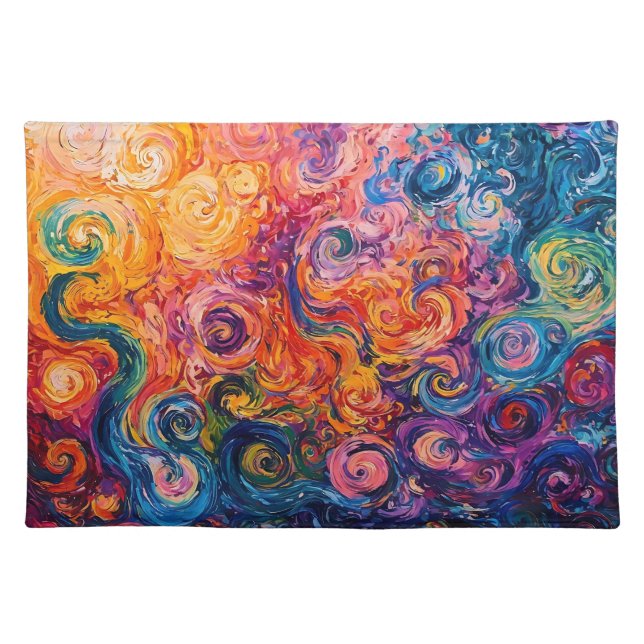 Psychedelic Swirls Oil Painting Cloth Placemat (Front)