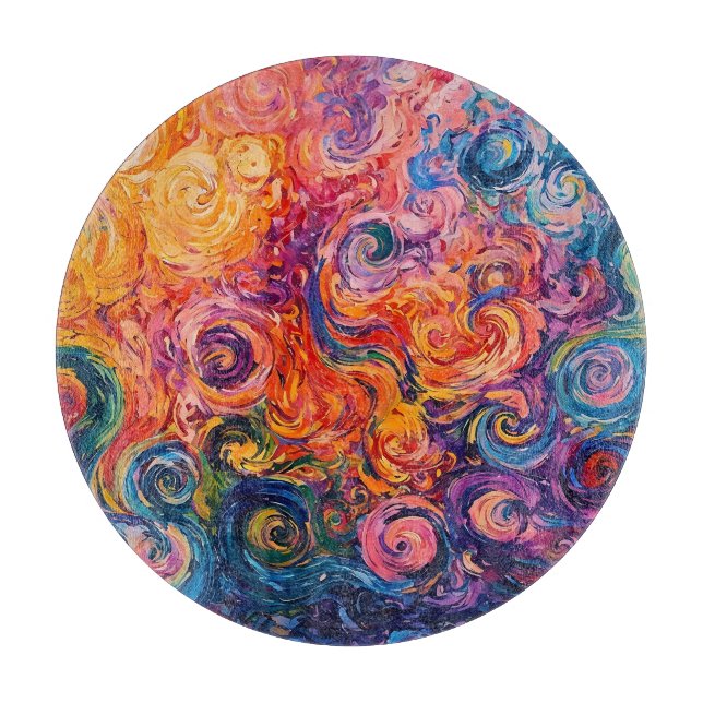 Psychedelic Swirls Oil Painting Cutting Board (Front)