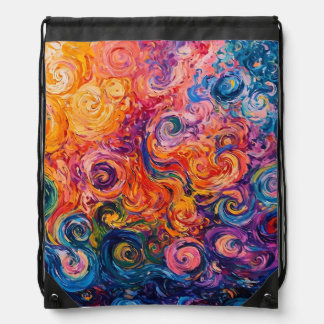 Psychedelic Swirls Oil Painting Drawstring Bag